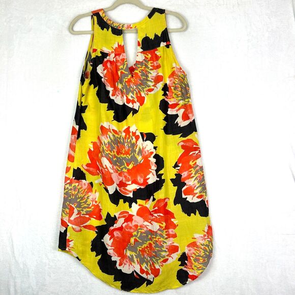 Uncle Frank Floral Dress Size Small Ramie Viscose Vibrant Sleeveless Shift - Picture 2 of 6
